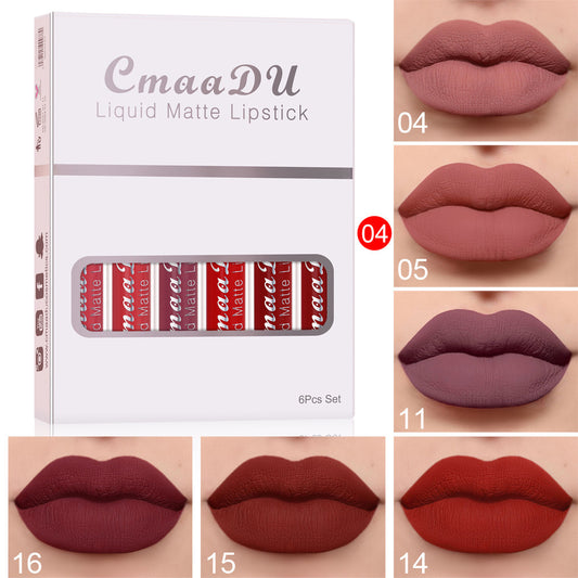 6 boîtes De Mat Non-bâton Tasse Étanche Rouge À Lèvres Longue Durée Brillant À Lèvres